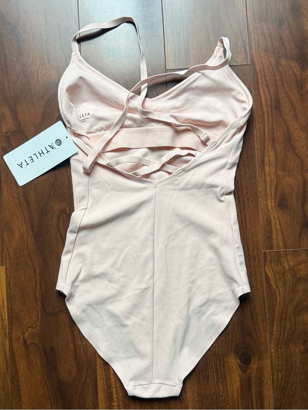 🆕 Athleta Avant Light Pink Sleeveless Bodysuit / NWT! / XS / Criss-Cross Back - Picture 6 of 9